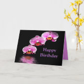 ハッピーバースデーと紫の蘭のカード カード (黄色い花)