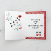 ハッピーバースデーと縁どコリーインレッドバンダナ カード (内部)