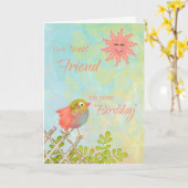 ハッピーバースデーと親友 カード (黄色い花)