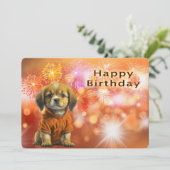ハッピーバースデーと誕生日子犬 シーズンカード (スタンド正面)