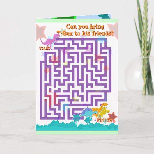 ハッピーバースデーと青い漫画の恐竜 カード (正面)