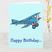 ハッピーバースデーと飛行機全体の集団 カード (黄色い花)