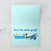 ハッピーバースデーと飛行機全体の集団 カード (内部)