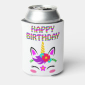 ハッピーバースデーにかわいいレインボーカラーのユニコーン 缶クーラー (缶裏面)