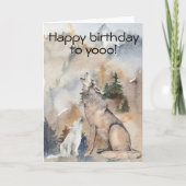 ハッピーバースデーにウルフハウリングウォーター色 カード (正面)
