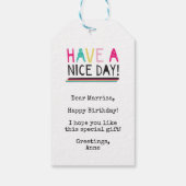 ハッピーバースデーにカラフルレインボーギフトラベル ギフトタグ (裏面)