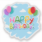 ハッピーバースデーにカラーステッカー シール (正面)