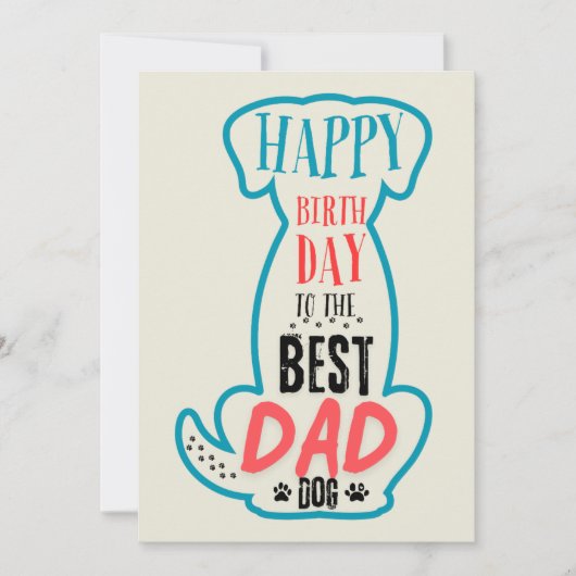 ハッピーバースデーにドッグ最高のパパ 招待状 (正面)