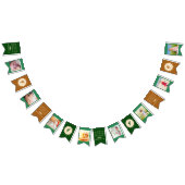 ハッピーバースデーに任意の年齢写真の緑の錆 バンティングフラッグ (全)