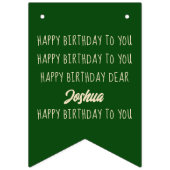 ハッピーバースデーに任意の年齢写真の緑の錆 バンティングフラッグ (第1の旗)