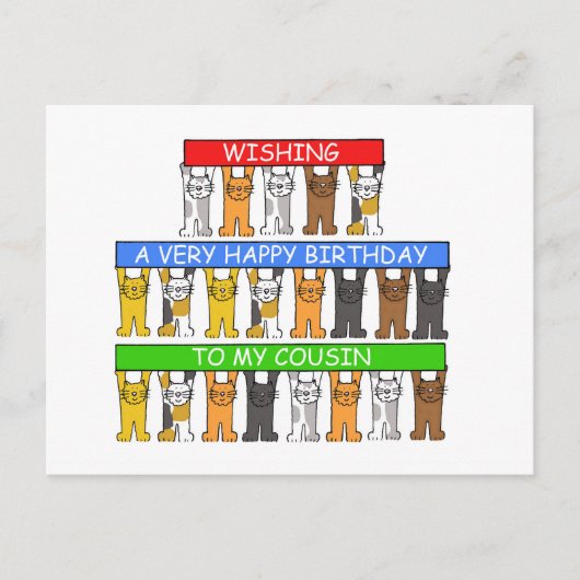 ハッピーバースデーのいとこの漫画 ポストカード (正面)