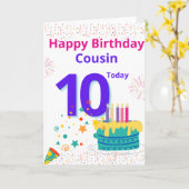 ハッピーバースデーのいとこ – 10 Today カード (黄色い花)