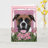 ハッピーバースデーのお母さん-ボクサー- Vindy カード (黄色い花)