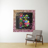 ハッピーバースデーのお祝いを輝くグリッター タペストリー (インサイチュ(横))