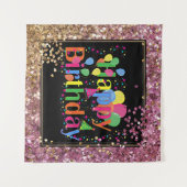 ハッピーバースデーのお祝いグリッター タペストリー (正面(横))