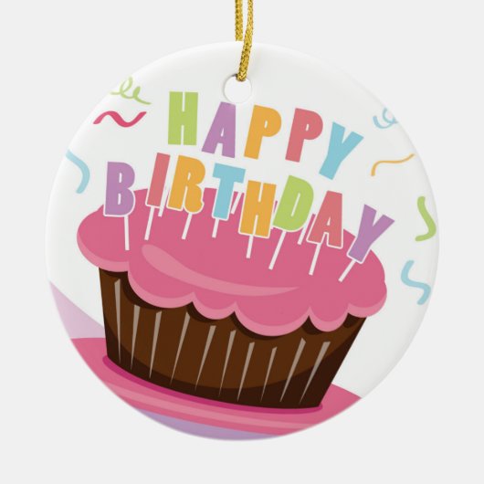 ハッピーバースデーのお祝い セラミックオーナメント (正面)