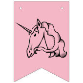 ハッピーバースデーのかわいい魔法のユニコーンのタイポグラフィ バンティングフラッグ (第3の旗)