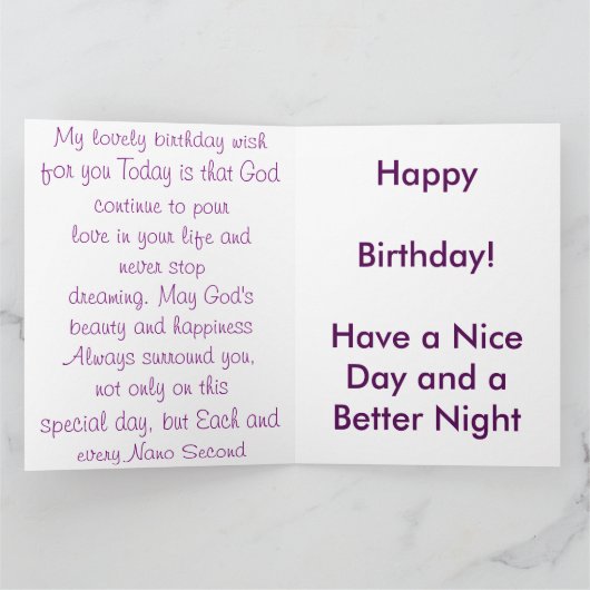 ハッピーバースデーのすばらしく小さいプリンセス カード (内部)