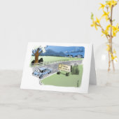 ハッピーバースデーのためのSPAM高速道路の漫画の車 カード (黄色い花)