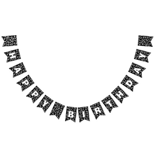 ハッピーバースデーのはっきりしたな白黒第90誕生日 バンティングフラッグ (全)