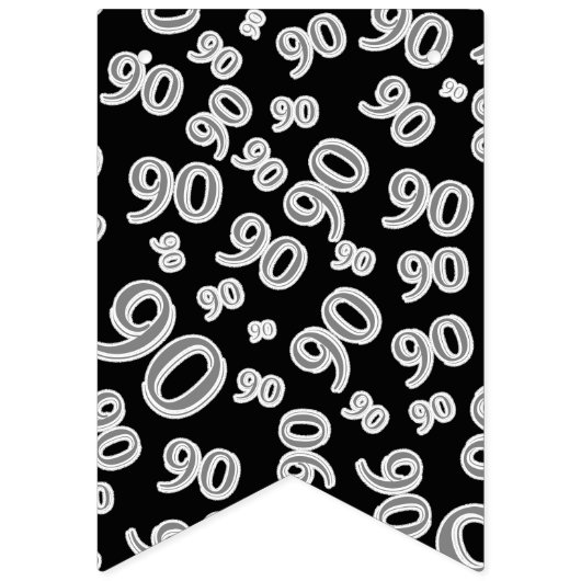 ハッピーバースデーのはっきりしたな白黒第90誕生日 バンティングフラッグ (第1の旗)