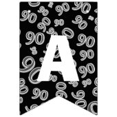 ハッピーバースデーのはっきりしたな白黒第90誕生日 バンティングフラッグ (第3の旗)