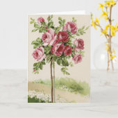 ハッピーバースデーのばら色の木 カード (黄色い花)
