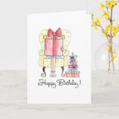 ハッピーバースデーのひよこのメッセージカード カード (黄色い花)