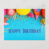 ハッピーバースデーのろうそく、カップケーキ、スプリンクル ポストカード (正面)