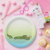 ハッピーバースデーのわに ペーパープレート (パーティー)