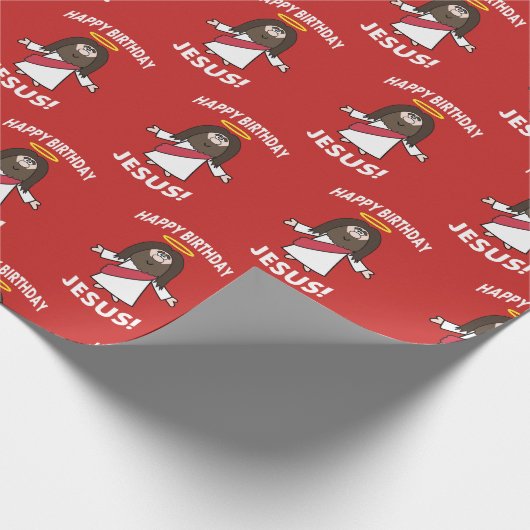 ハッピーバースデーのイエス・キリストのクリスマスのクリスマスの包装紙 ラッピングペーパー (角)