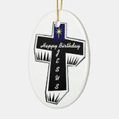 ハッピーバースデーのイエス・キリストのクリスマスツリーのオーナメント セラミックオーナメント (左)