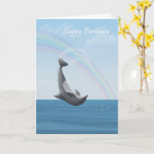 ハッピーバースデーのイルカ カード (黄色い花)