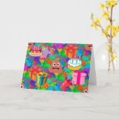 ハッピーバースデーのウンチのemoji カード (黄色い花)