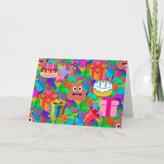 ハッピーバースデーのウンチのemoji カード (正面)