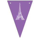 ハッピーバースデーのエッフェルの紫色のピンクのティール(緑がかった色)の旗布 バンティングフラッグ (第1の旗)