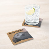 ハッピーバースデーのオウムのパーティーのコースター スクエアペーパーコースター (インサイチュ)