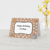 ハッピーバースデーのカウボーイカード カード (黄色い花)