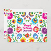 ハッピーバースデーのカスタマイズ可能な水平民俗学 ポストカード (正面/裏面)