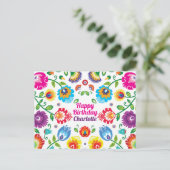 ハッピーバースデーのカスタマイズ可能な水平民俗学 ポストカード (スタンド正面)