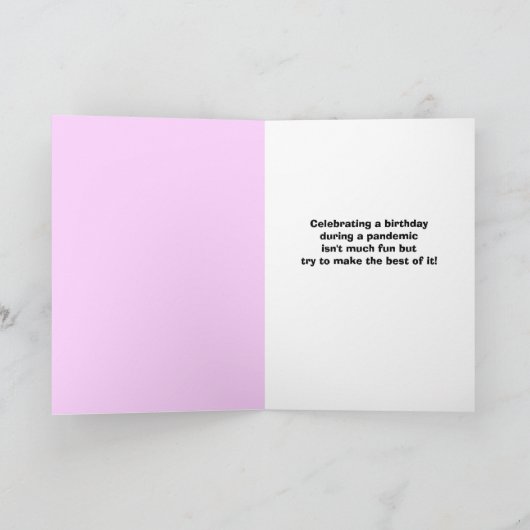 ハッピーバースデーのカップケーキがコロナウイルス顔マスク シーズンカード (内部)