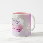 ハッピーバースデーのカップケーキのマグ ツートーンマグカップ (正面右)