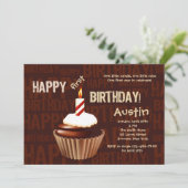 ハッピーバースデーのカップケーキの招待状 招待状 (スタンド正面)