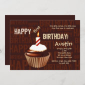 ハッピーバースデーのカップケーキの招待状 招待状 (正面/裏面)