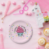 ハッピーバースデーのカップケーキの紙皿 ペーパープレート (パーティー)