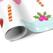 ハッピーバースデーのカップケーキパターン ラッピングペーパー (ロールコーナー)