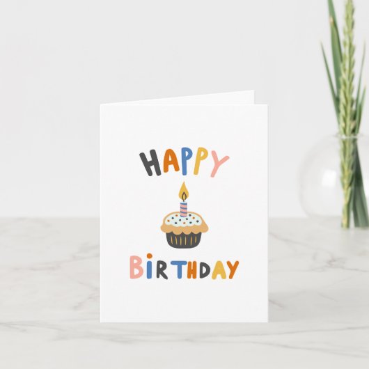 ハッピーバースデーのカップケーキ カード (正面)