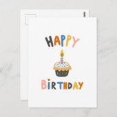 ハッピーバースデーのカップケーキ ポストカード (正面/裏面)