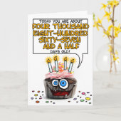 ハッピーバースデーのカップケーキ- 13歳 カード (黄色い花)