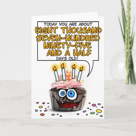 ハッピーバースデーのカップケーキ- 24歳 カード (正面)